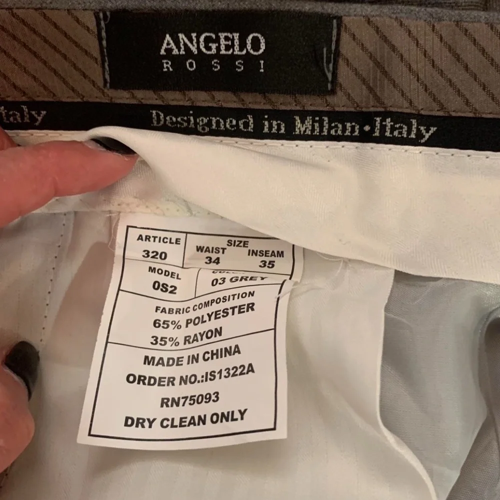 Angelo Rossi Classic size 34 Men's Gray Dress pants/Trousers-inseam is 27'